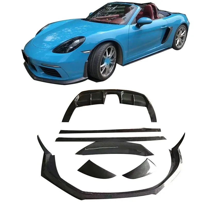 High Quality Carbon Fiber Front Lip Side Skirt Rear Diffuser Spoiler Side Dorr Trim for Porsche Cayman 718 Car Body Kit