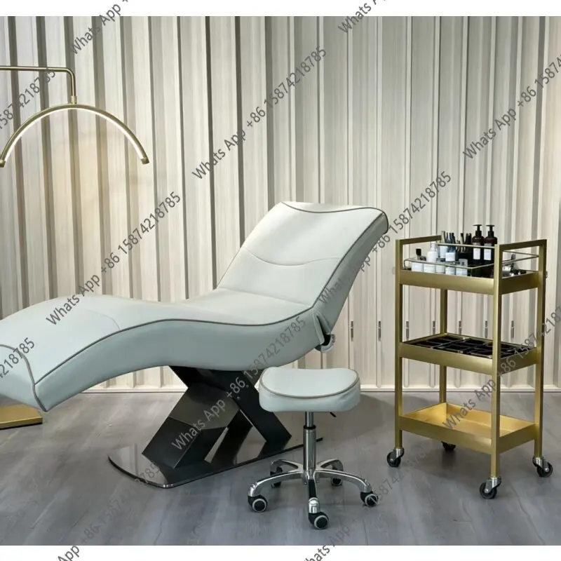 Bn Beauty Salon Tattoo S-shaped Pattern Embroidery Beauty Bed Facial SPA Treatment Bed Massage Eyelash Tattoo Body Bed