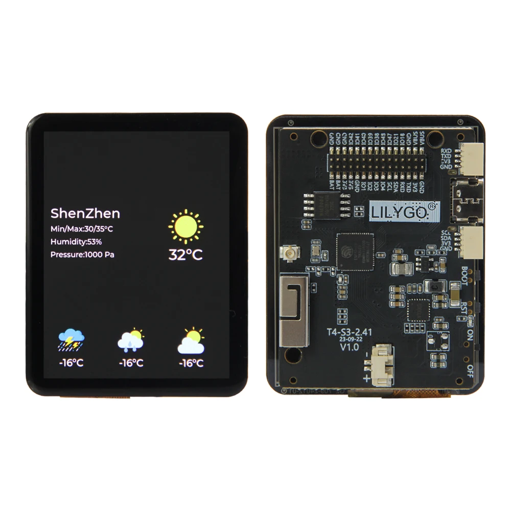 LILYGO T4-S3 Development Board 2.41-inch AMOLED Touch Display RGB Screen Dual-Core LX7 Microprocessor ESP32-S3 WIFI Bluetooth