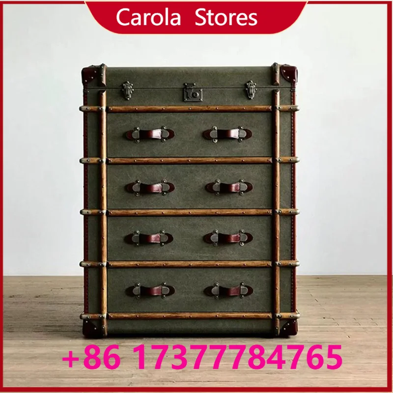 American Retro Solid Wood Storage Chest Cabinet, Classic Vintage Entryway Shoe Chest Box Organizer for Bedroom Foyer