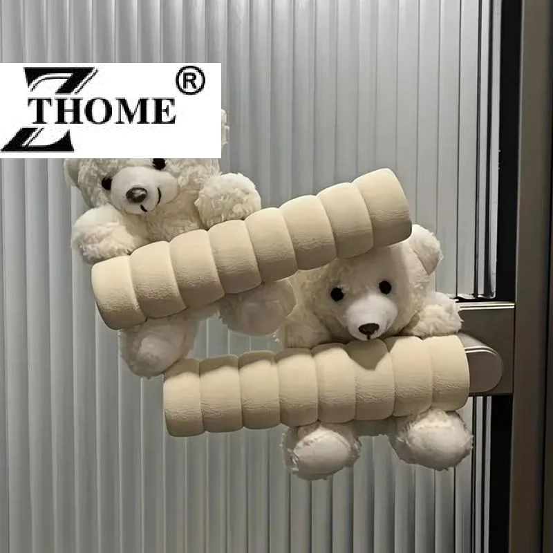 Cute Bear-shaped Door Handle Protector, Suitable For Room Doors, Anti-collision And Anti-static Flexible Fabric Cover