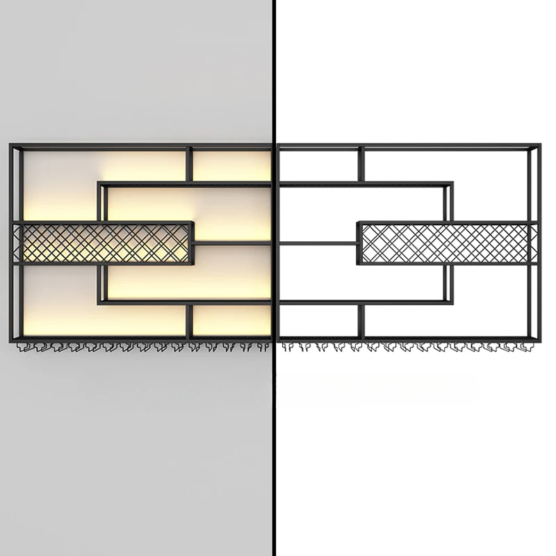 Armoire de Rangement en Fer ou Métal, Meuble Haut de Gamme, Étagères Modernes pour Bar à Domicile, Armoires Ouvertes, Mur Nordique, Portable, Vin T1