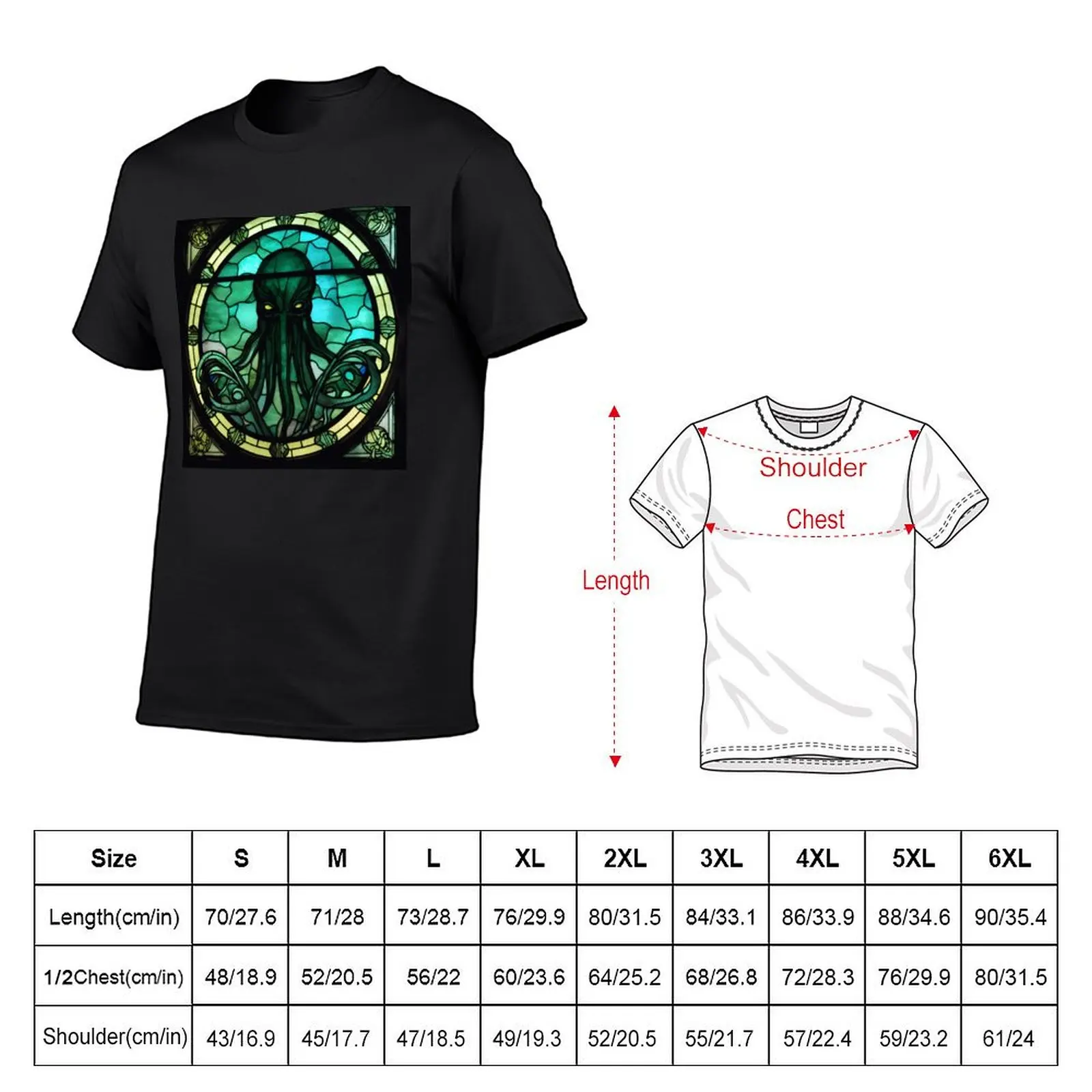 HALLOWEEN Cthulhu in Stained Glass T-shirt anime clothes customs plain white t shirts men