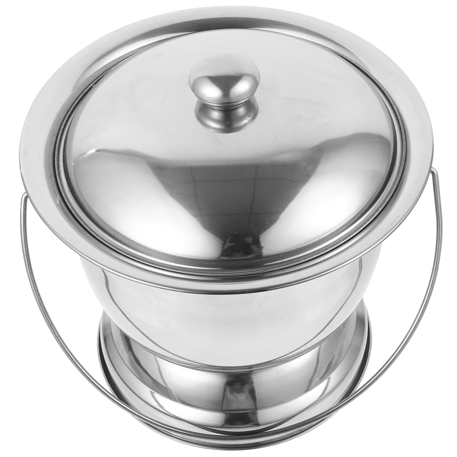 

1Set Stainless Steel Portable Spittoon Chamber Pot with Lid Odor Proof Elderly Urinal Bedside Toilet Reusable Durable Portable