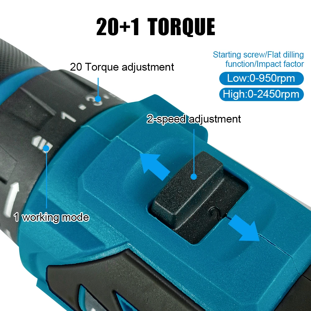 Kamolee 10MM Bürstenloser Elektrischer Schlagbohrer-Set, inklusive Zubehör, Akku-Schrauber, Lithium-Batterie-Handbohrer – Detail 8
