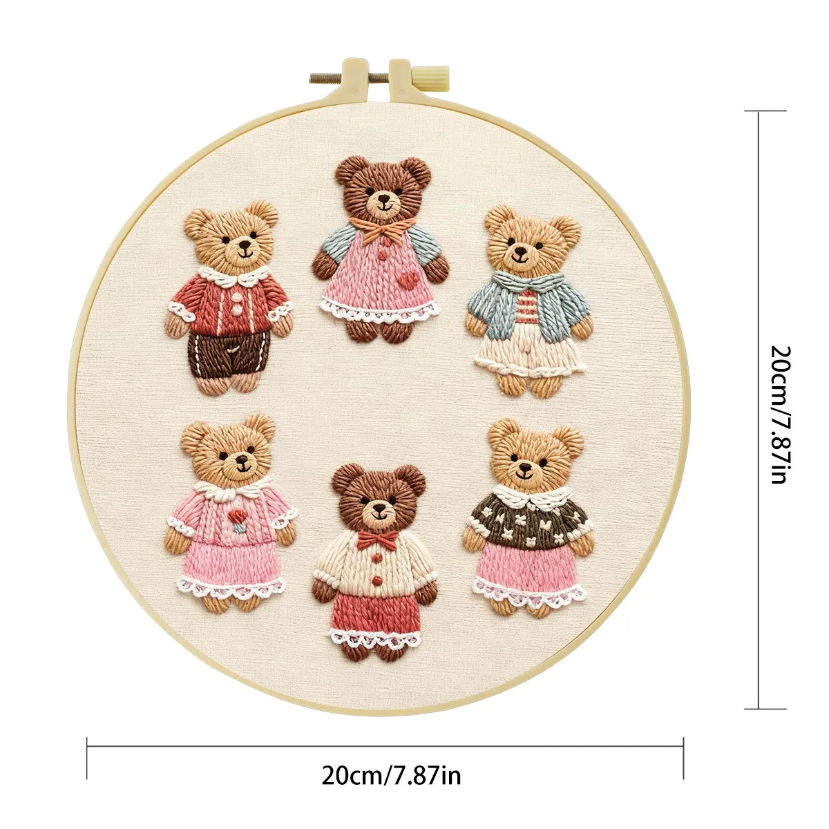 1 Stück 20X20CM/15X15CM 7,87/6,3 Zoll Bären-Stickerei-Starter-Kit DIY-Kit DIY-Stickerei-Set Handarbeiten Heimdekoration Malerei – Detail 5