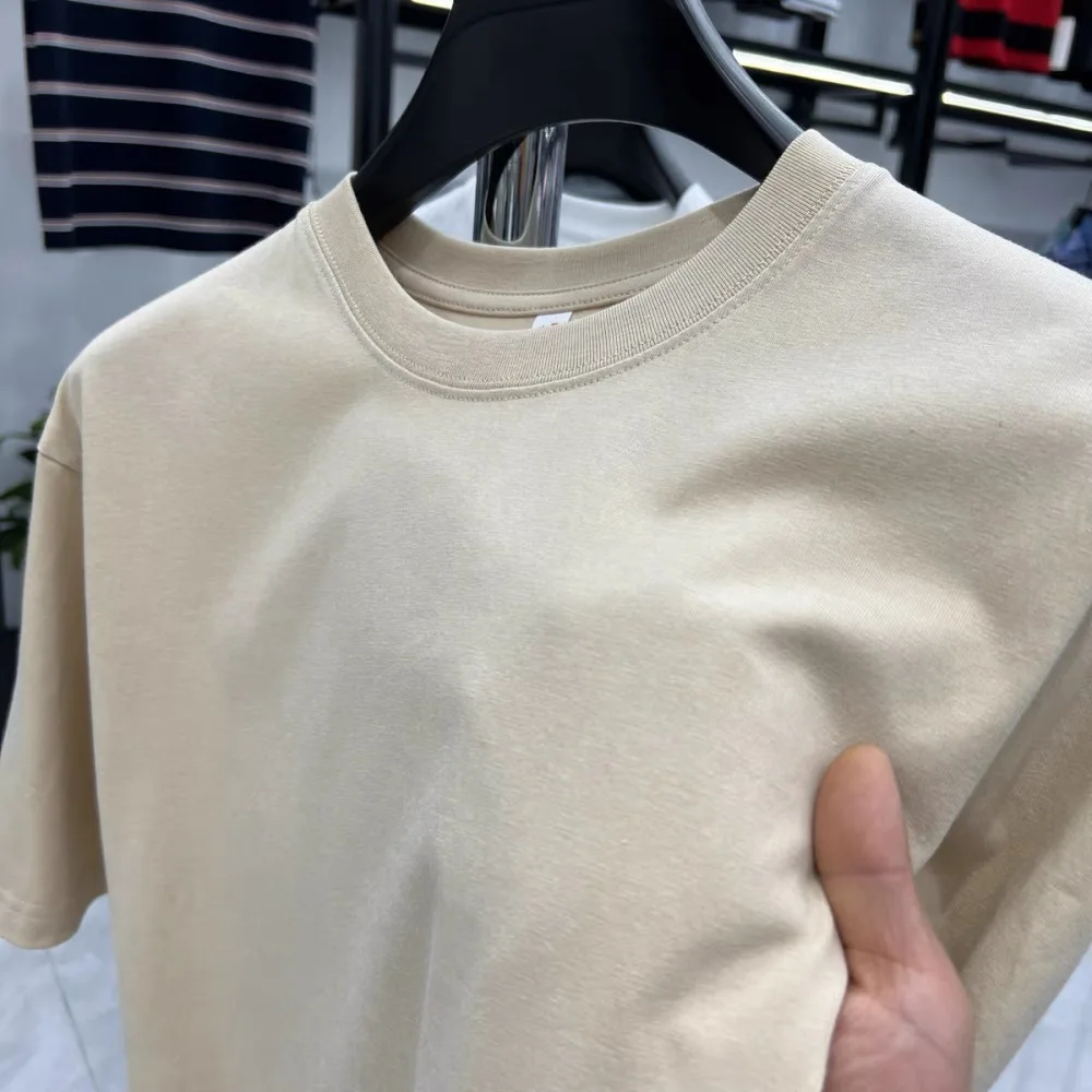 100% pure cotton breathable short sleeve T-shirt men's summer fashion hot selling solid color loose casual couple round neck top