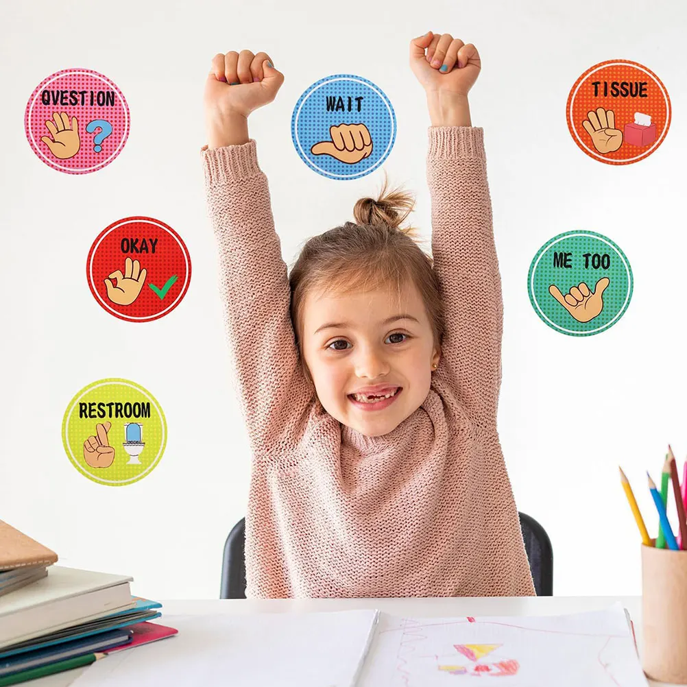

1Set Classroom Hand Signal Posters Vibrant Visual Cues Nonverbal Communication Kindergarten Elementary School Teaching Aid