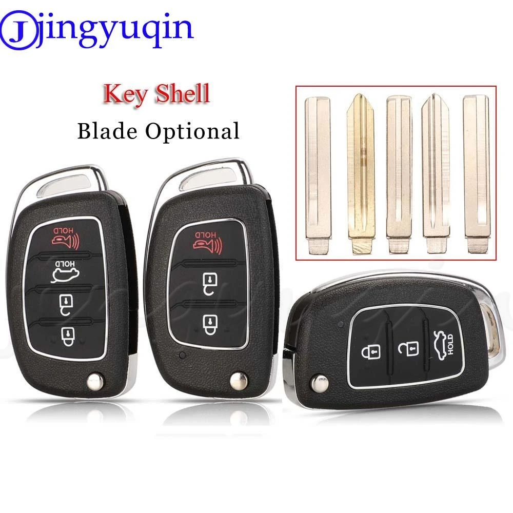 

jingyuqin 10pcs 3 Button Car Key Shell Remote Key Uncut Blade Fob Shell For Hyundai Ix35 Ix45 Elantra Santa Fe New Verna