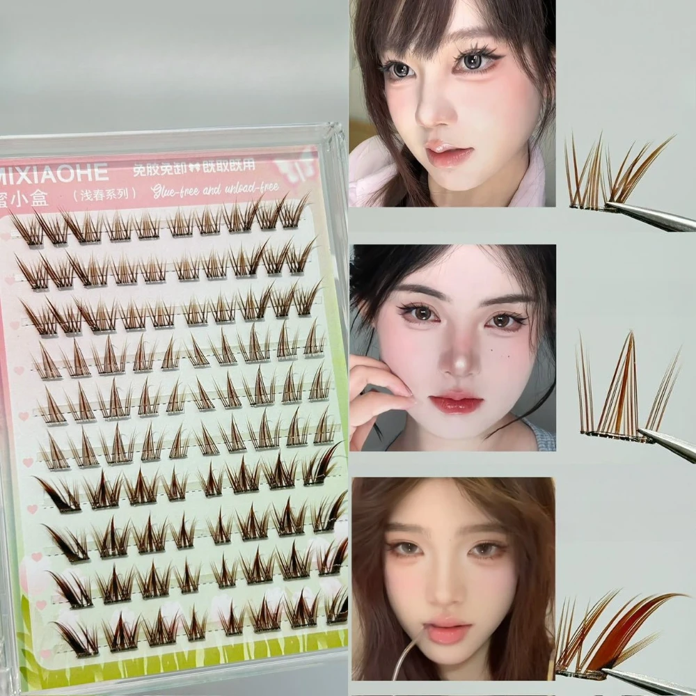

10 Rows Caramel Color False Eyelashes Colorful Natural Comic Brown Fox Style Fake Eyelash Little Devil Lashes Halloween Gifts