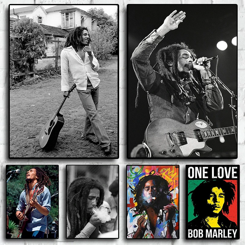 Famous Music Singer Star Bob Marley Canvas Painting Print Posters for Fans Room Living Wall Art Home Decor Pictures Gifts Cuadro