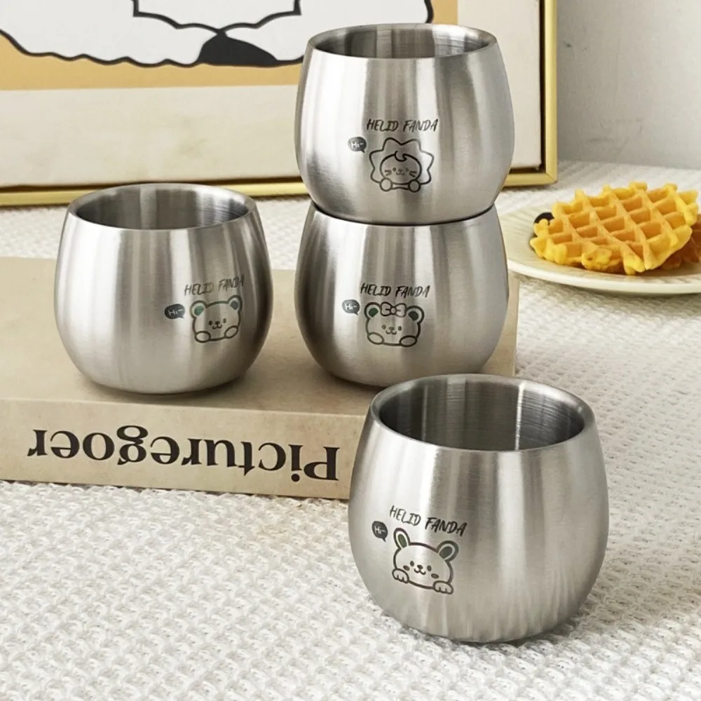 304 Stainless Steel Children Drinking Cup Thickened Double layer insulation Coffee Cup Cute Pattern 120ML Kids Water Cup