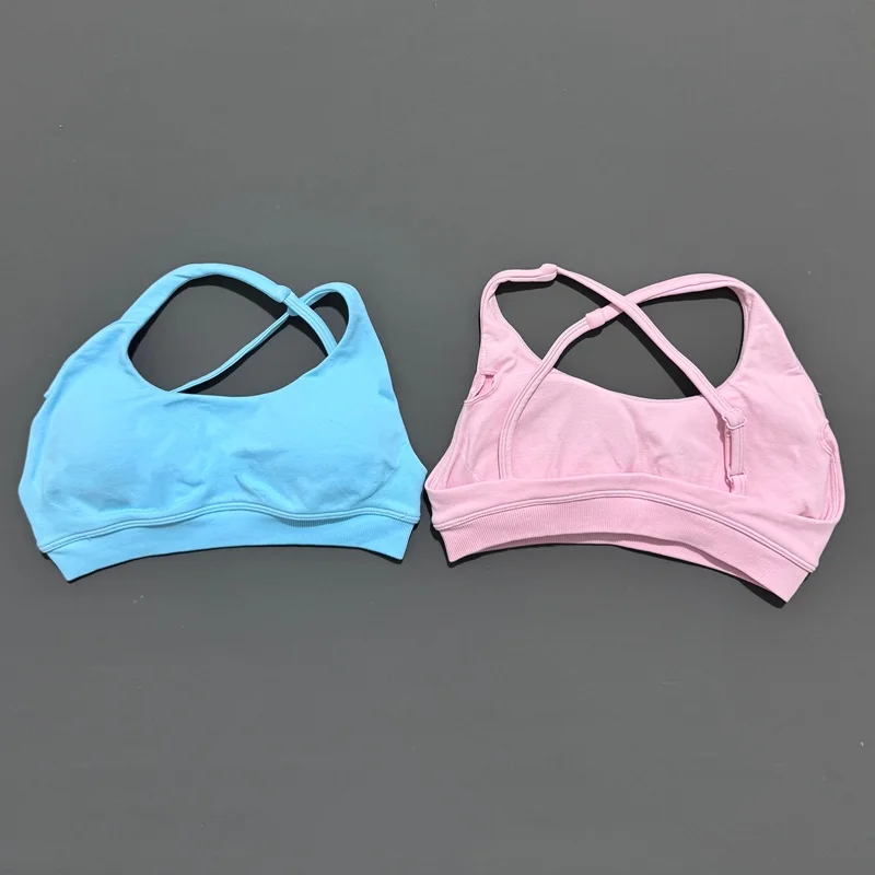 HISTELLO Asymmetric Sport Bra Women Seamless Yoga Strappy Halter Push-up Open Back Gym Crop Top Fitness Running Underwear image 6