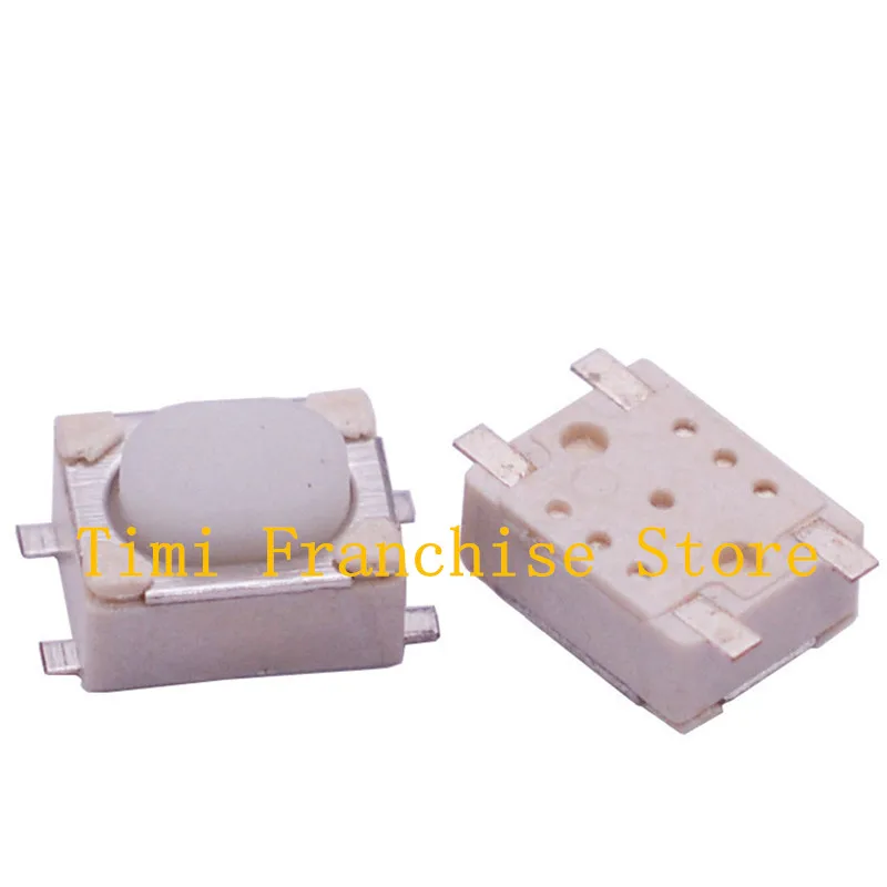 Microinterruptor táctil de 3x4x2,5mm, 1000 piezas, 3x4x2,5 H, SMD, 3x4, 3x4, 4 pines, blanco