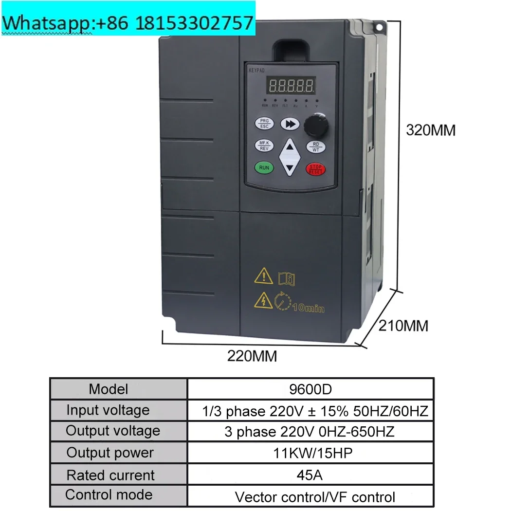 AC 220V 11/15/18.5/22/30/37/45/75KW 1 phase input 3 phase output frequency converter for motor Speed Controller  inverter drives