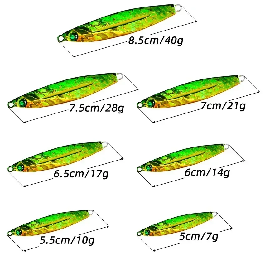 1Pcs Metal Cast Jig Spoon 7g-10g-14g-17g-21g-28g-40g Casting Jigging Fish Sea Bass Fishing Lure Tackle