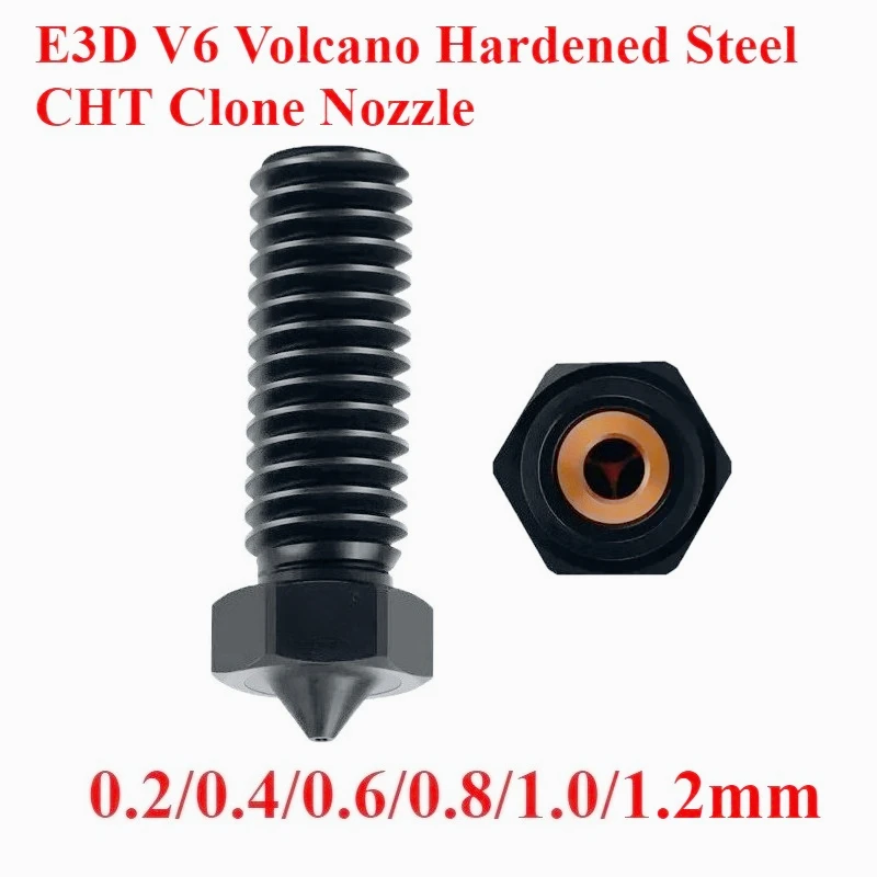 Boquilla E3D V6 Volcanic Hardening Steel CHT de tres orificios, boquilla de alto flujo, boquilla aplicable de 1,75 mm, accesorios para impresora 3D