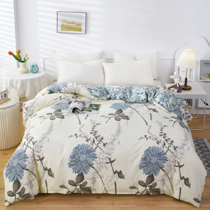 100% cotton Print Duvet cover(No filler),skin friendly comfortable Plants flowers pattern,For Home All Season Bedroom Bedding