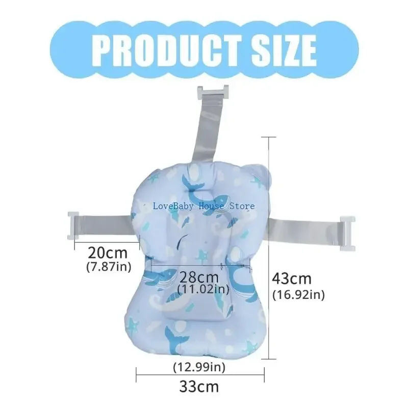 Almofada de banho para recém-nascidos BX0D Almofada de suporte para rede de chuveiro infantil com alças ajustáveis