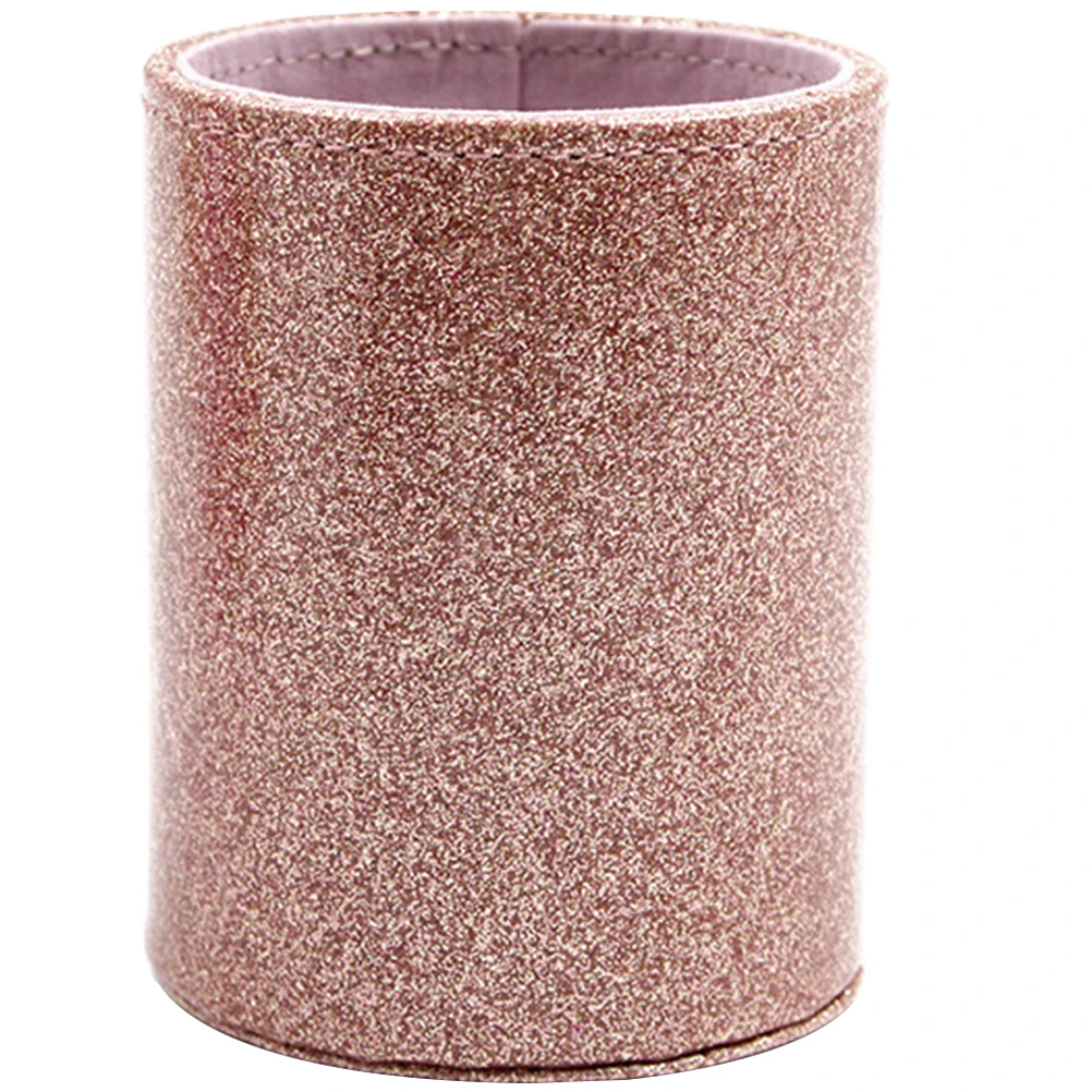 

Glitter Pen Desk ganizer Pu Cylinder Makeup Brush Storage Office Desk Pen Holder Supplies Stationery Holder