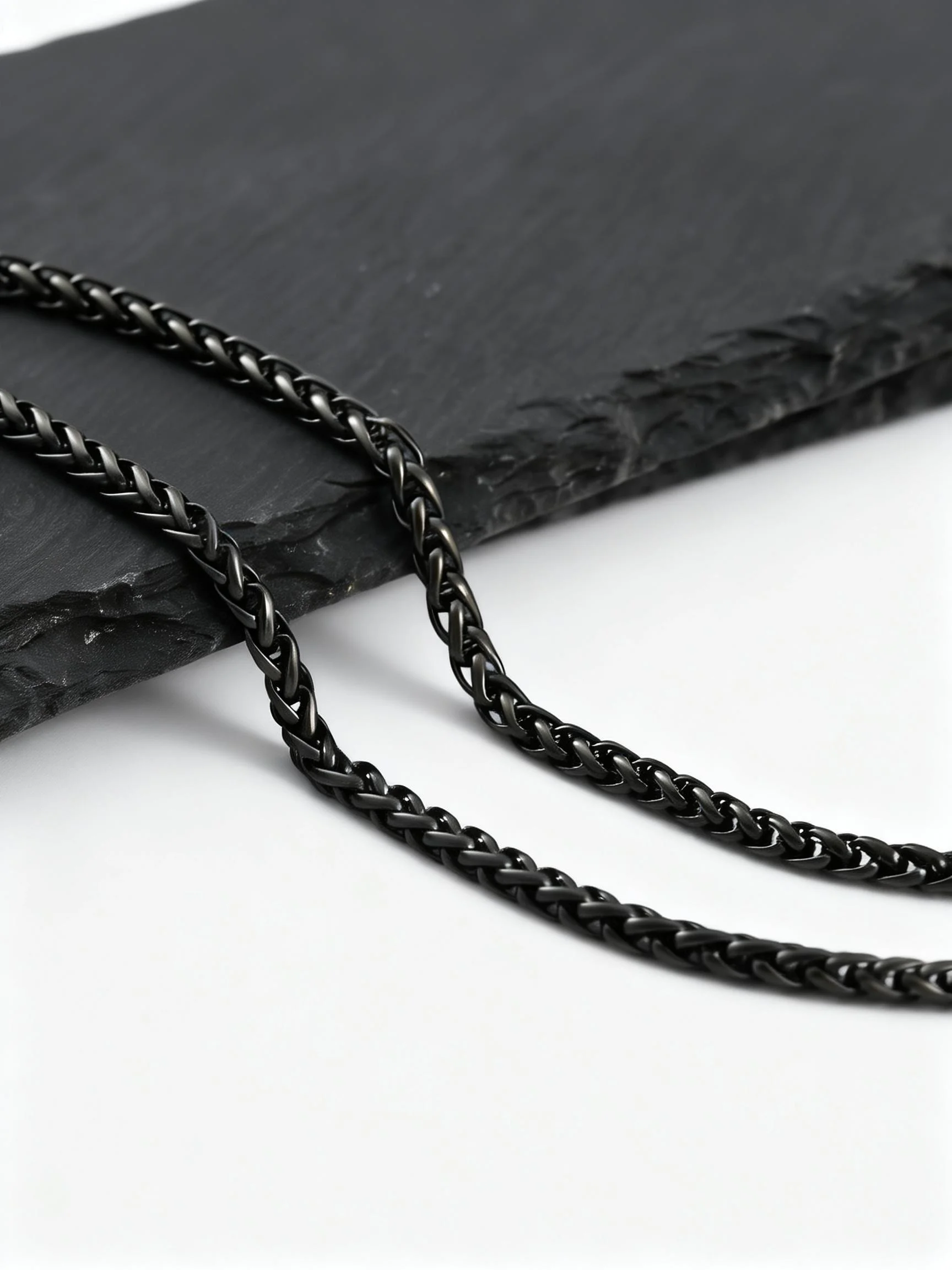 Edelstahl-Weizenkette für Männer und Jungen, 3mm Silber Gold Schwarz Farbige Gliederkette, Rock Punk Schmuck Geschenk – Detail 4