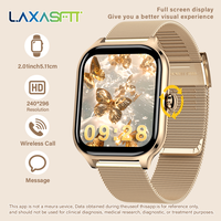 LAXASFIT New 2.01 Inch Smart Watch Man Woman Gift Full Touch Screen Sports Fitness Watch BT Call Digital Smart Watch