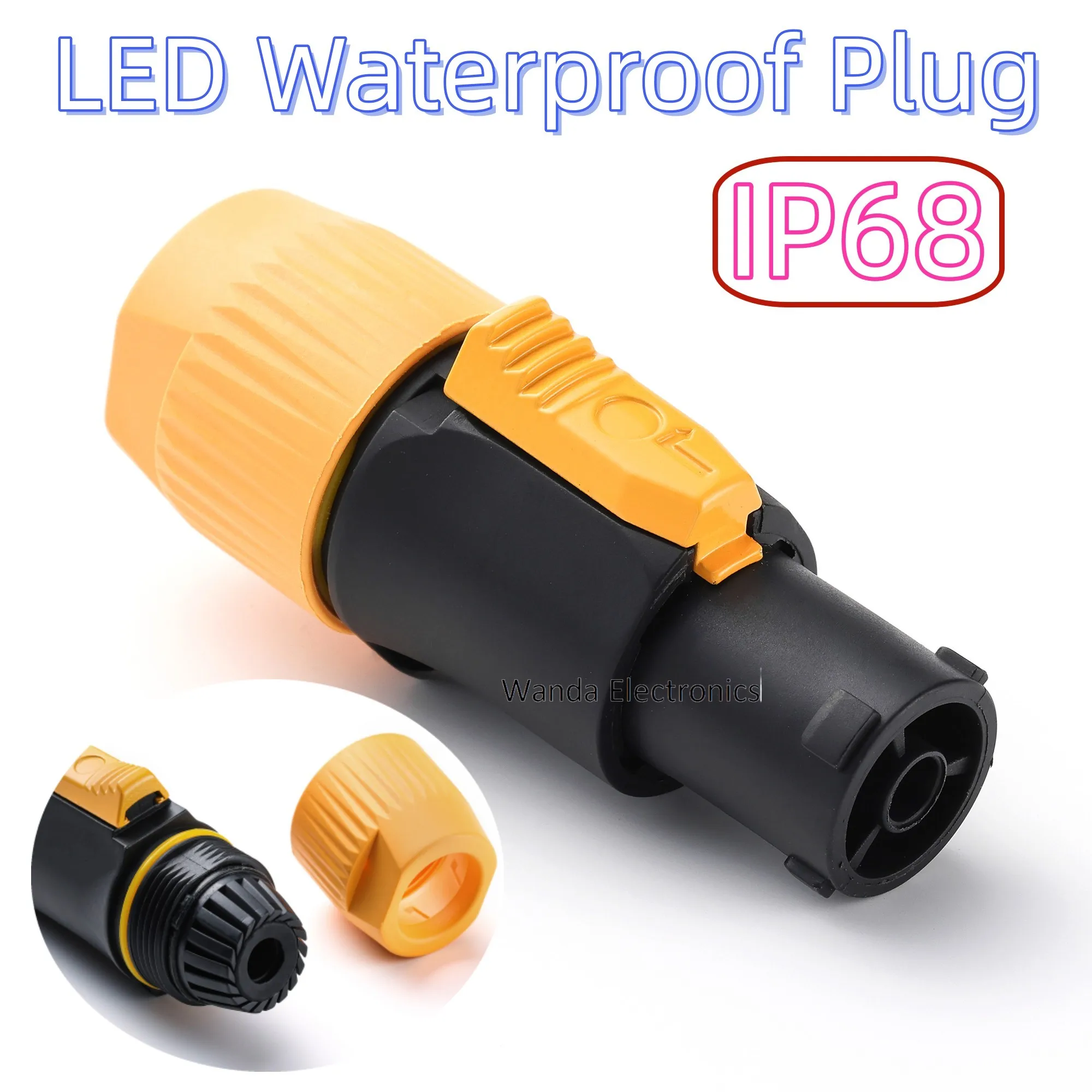 LED Outdoor Waterproof Powercon Connector 20A 250V 3P NAC3FCA NAC3MPA-1  Power Male plug + power Female Chassis Socket Connector