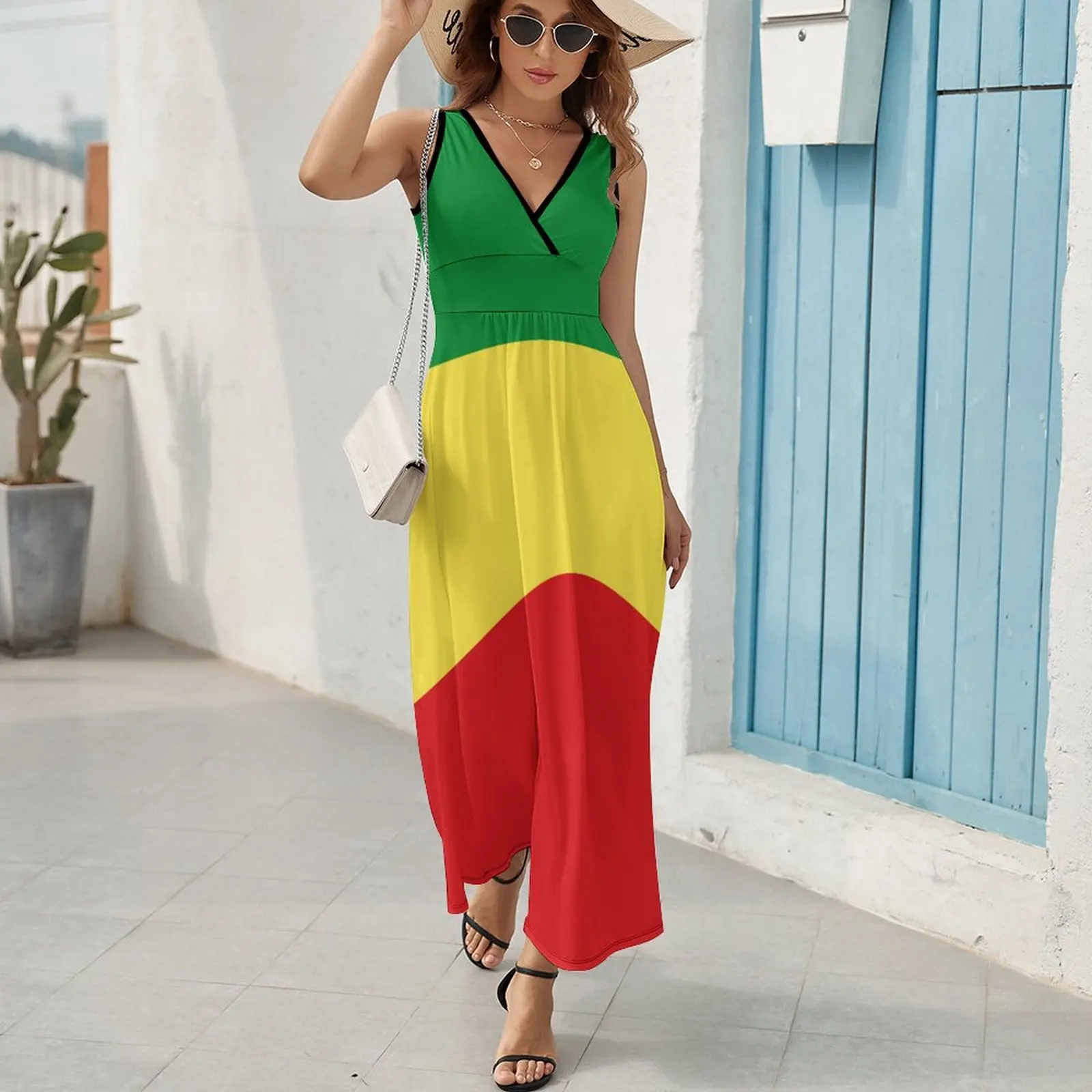 Ethiopian Flag Dress Street Wear Boho Beach Long Dresses Women Vintage Design Maxi Dress Gift Idea