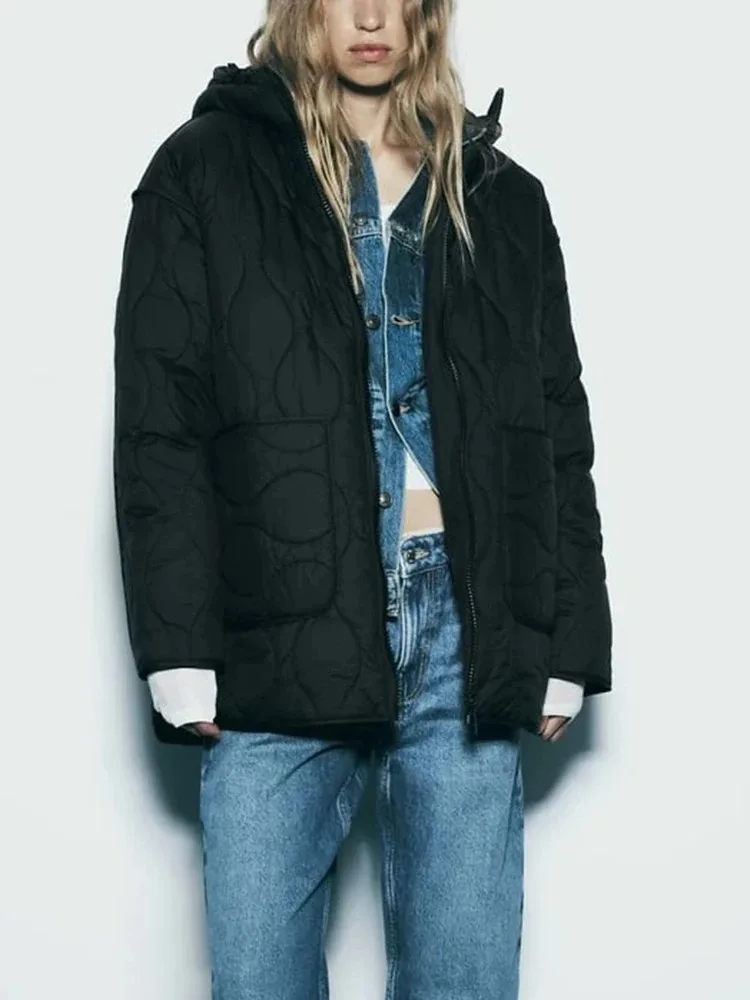

Women's Clothing Solid Colour Long Sleeve Cotton Jacket Elegant Zipper Warm Jacket Retro Fashion Casual Pocket Thickened Coat
