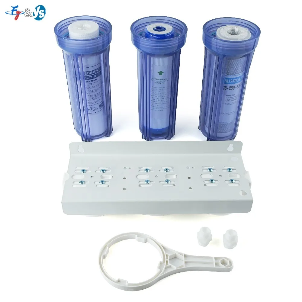 10 Inch Transparent Whole House Water Purifier 3-Stage Under Sink Water Filter System with PP Sediment,UDF & CTO Carbon Filters