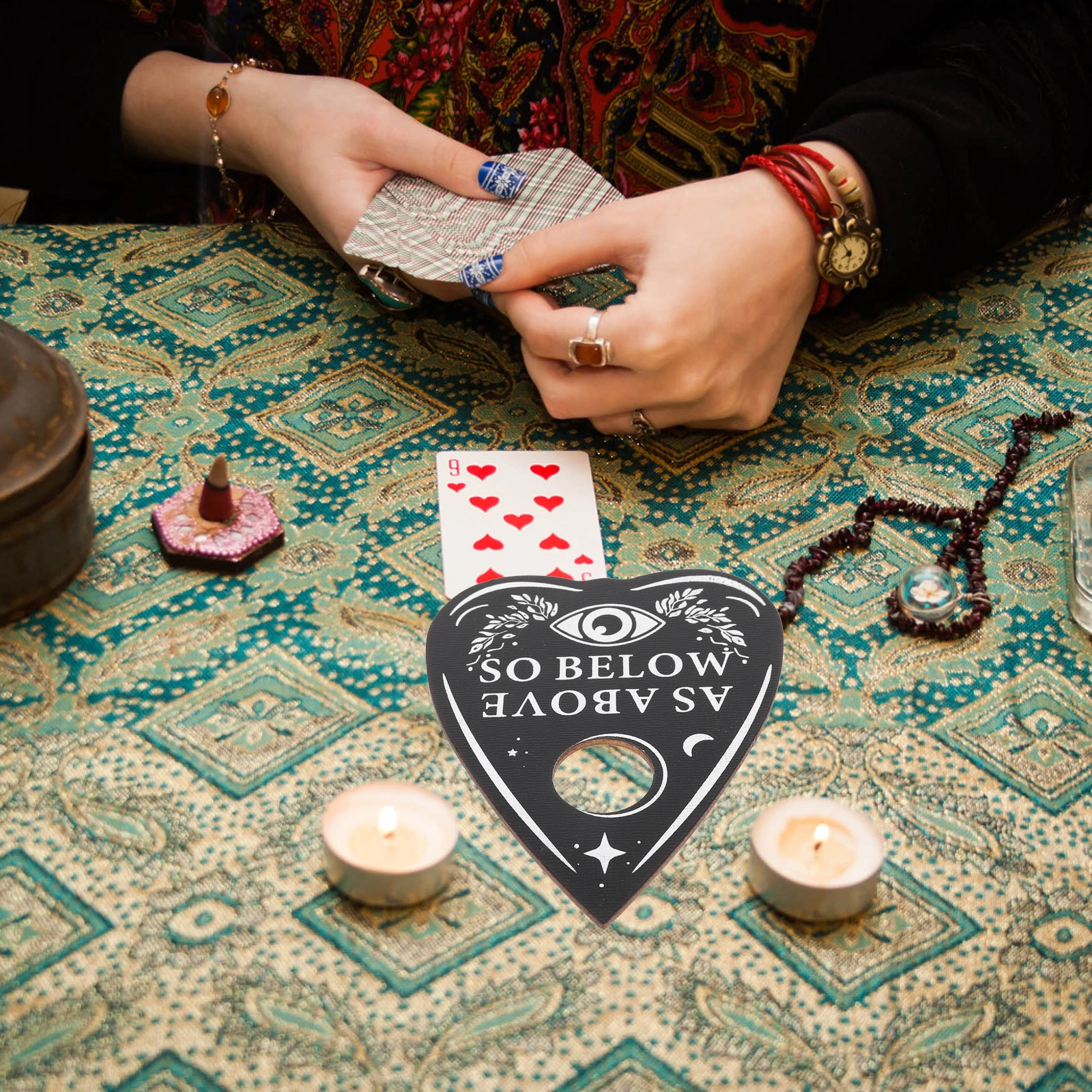 Houten Waarzeggerijbord Hartvorm Gesneden Berichtoppervlak voor Tarot Slinger Antwoordspel Decoratief Spiritueel Gereedschap Altaar Supply