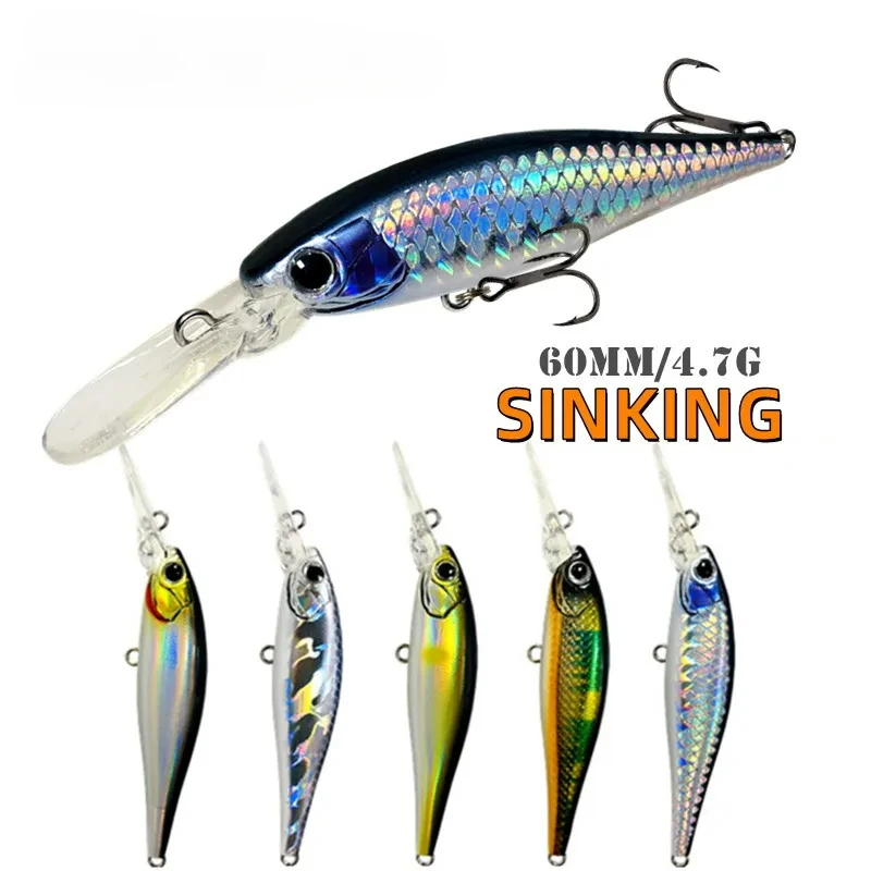 6cm 4,7g Angel köder lange Lippen Elritze Wobbler Köder tief tauchen sinkenden Jerkbait Swimbait künstliche harte Köder Forelle Bass Köder