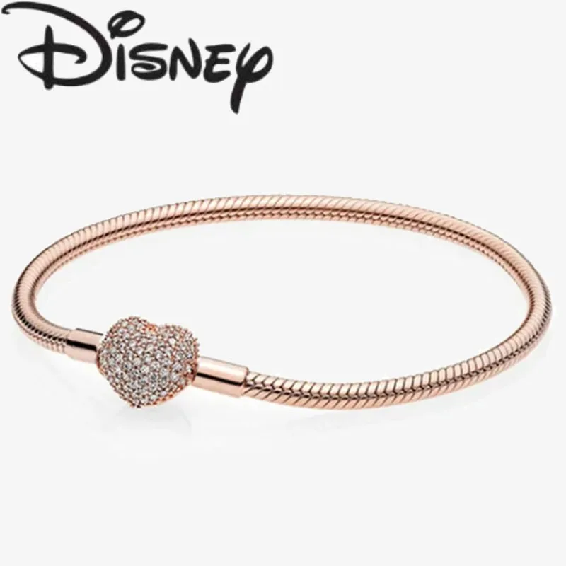 Disney 2024 New Fashion Creative Heart Shaped Bracelet for Women Premium Fine Charm Jewellery Gift Premium Jewellery Wholesale