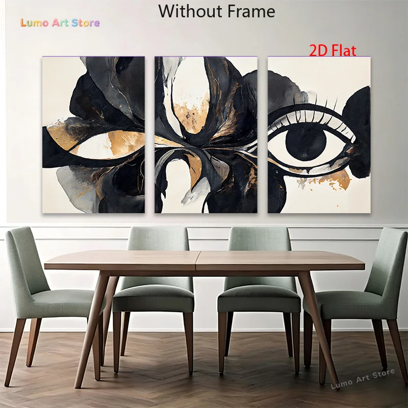 2D Flat, 2D Flat, 2D Flat 3-Panel Abstract Modern Art Canvas Prints, Wall Art Canvas Prints, Living Room Home Decor, Frameles