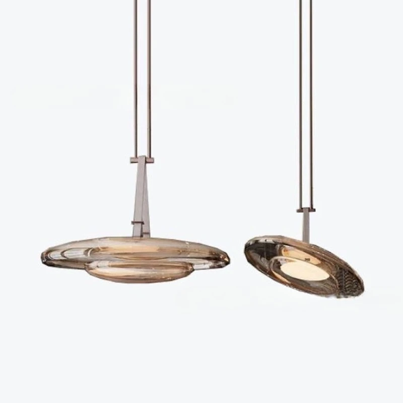 

Postmodern Nordic Restaurant Glass Chandelier Stainless Steel Model Room Dining Table Bar Creative Adjustable Light