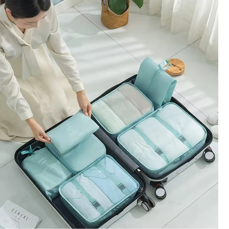 

Folding Travel Organizer Storage Bags Wardrobe Cube Suitcase Packing Set Storages Luggage Clothes Shoe Box Travel Bag For Women