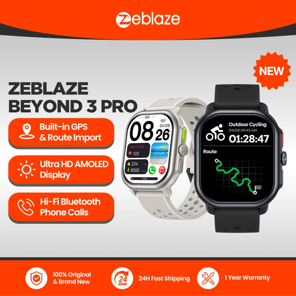 Nowy inteligentny zegarek GPS Zeblaze Beyond 3 Pro Wbudowany GPS i Route Import 2,15-calowy wyświetlacz AMOLED Stwórz/odbiór połączeń telefonicznych