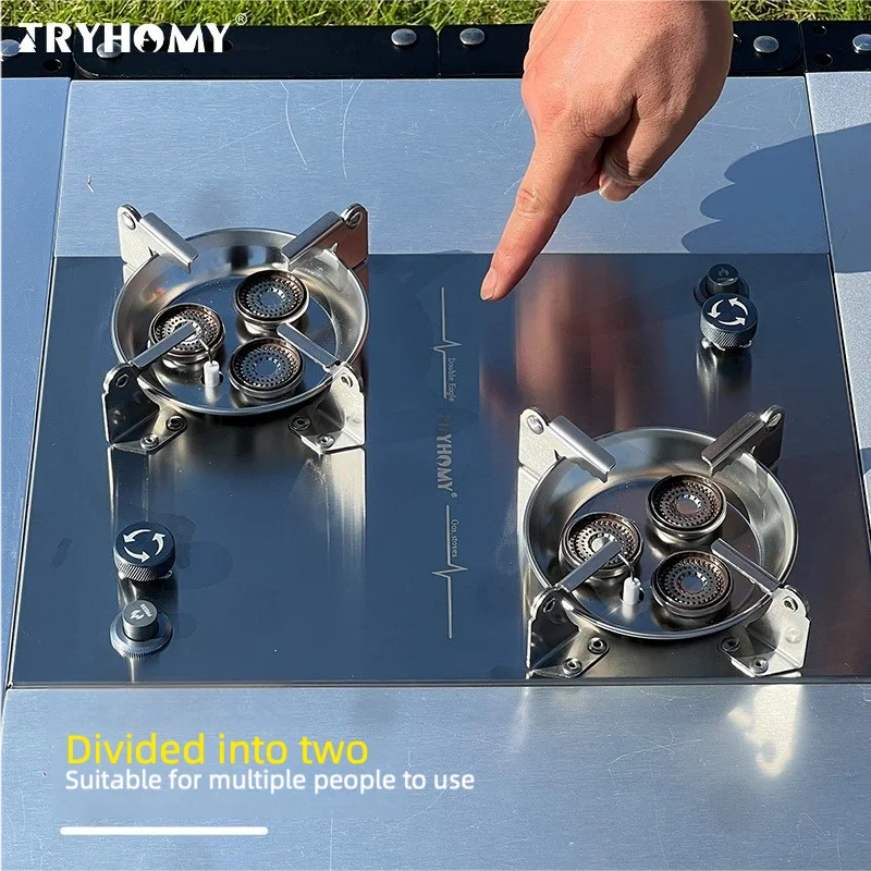 Tryhomy IGT التخييم الهائج النار مزدوجة حبة موقد للطي يندبروف موقد غاز موقد غاز IGT الجدول وحدة واحدة مزدوجة رئيس موقد #4