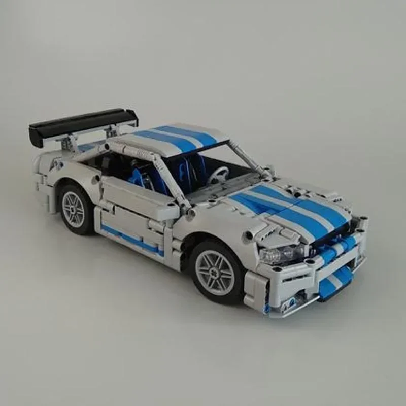 New Moc 1:8 Scale Skyline GT-R R34 Supercar Racing Car Vehicle Sport Model Buiding Block Bricks Toys for Kids Birthday Gifts Boy