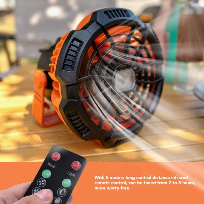 

Вентилятор для уличной палатки, подвесной вентилятор с дистанционным управлением и светодиодной подсветкой, USB-перезаряжаемый вентилятор с батарейным питанием для пеших прогулок, барбекю, путешествий, рыбалки