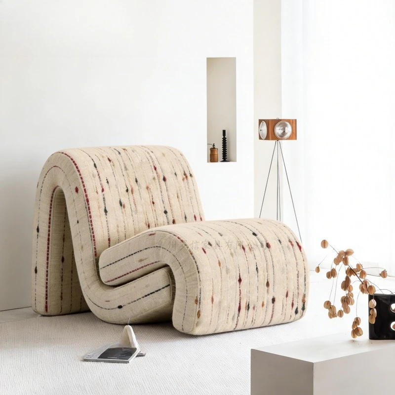 White cotton and linen fabric sofa chair living room personalized hotel leisure chair
