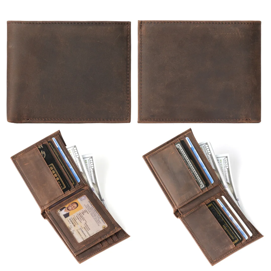 Retro men's leather wallet short first layer cowhide change bag anti-theft brush wallet wallet