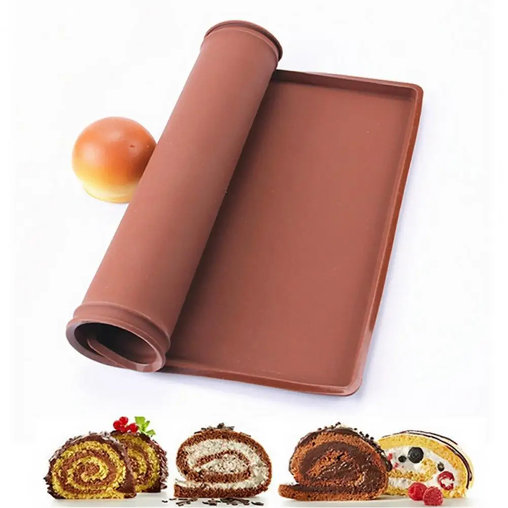 1PC Multifunctional Silicone Cake Roll Mat Bakeware Tray Pan Painted Pad Pastry Roll Baking Mold Tool for Kitchen