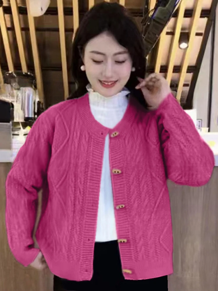 เสื้อสเวตเตอร์ไหมพรมทรงหลวมสำหรับผู้หญิงวัยกลางคน แฟชั่นฤดูหนาว รุ่นใหม่ล่าสุด เสื้อโค้ทยาว