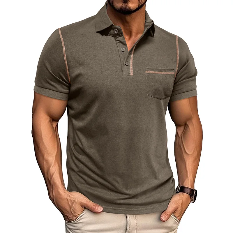 

Summer Men's Short Sleeve Polo Shirt Men Button Polo Clothing Lapel Tops Tees