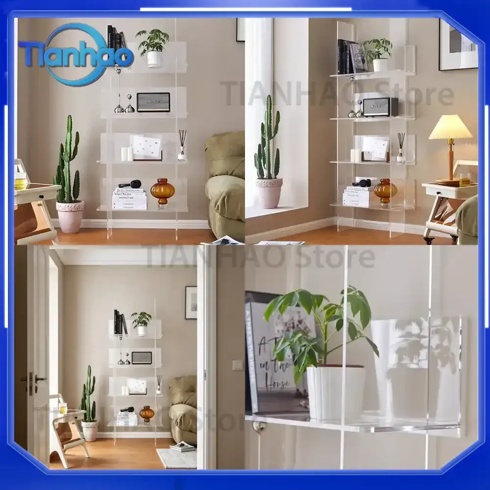 Acrylic Display Shelf for Living Room Floor Standing Bookshelf Multi Tier Creative Storage Rack for Home Figurines LEGO