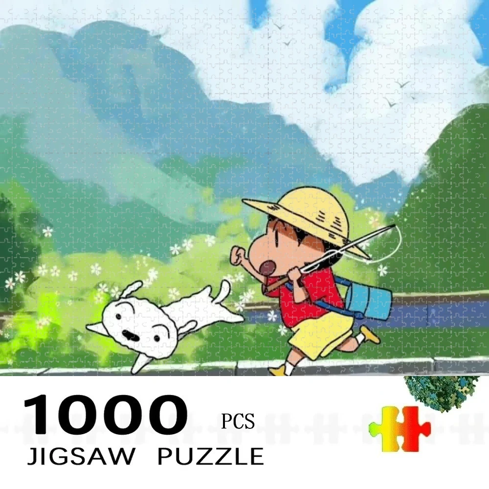 

Пазл из 1000 деталей, аниме-пазл с милыми мелками и Шин-чаном, идеально подходит для творческих занятий своими руками с семьей, подарок, игрушка для веселья и развлечений