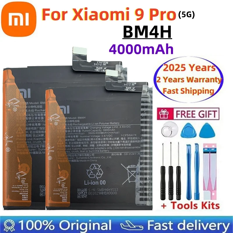 

2025 Years 100% Original High Quality BM4H 4000mAh Battery For Xiaomi 9 Pro Mi 9 Pro Phone Replacement Batteries Fast Shipping