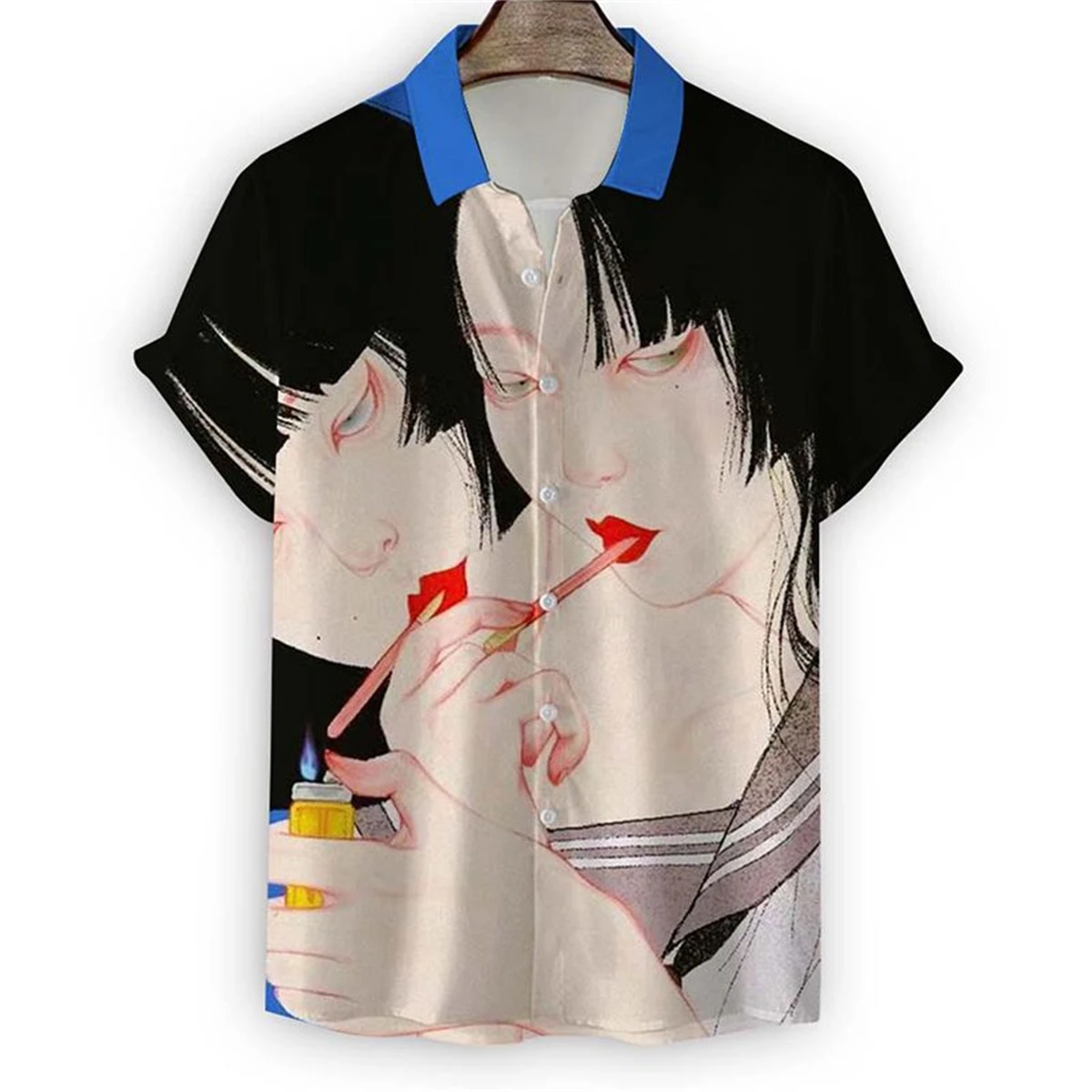 Camisa con estampado de pintura al óleo para hombre, Top con solapa hawaiana, informal, cómoda, suelta, de manga corta, talla grande