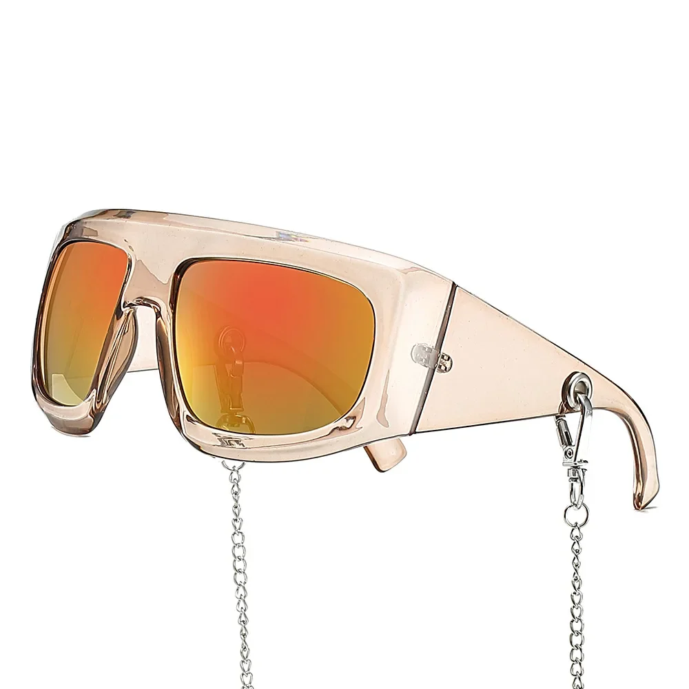 2024 جديد INS المرأة سوبر كبيرة العصرية سلسلة النظارات الشمسية موضة y2k الرجال القيادة يندبروف المرايا كول ظلة المرايا UV400